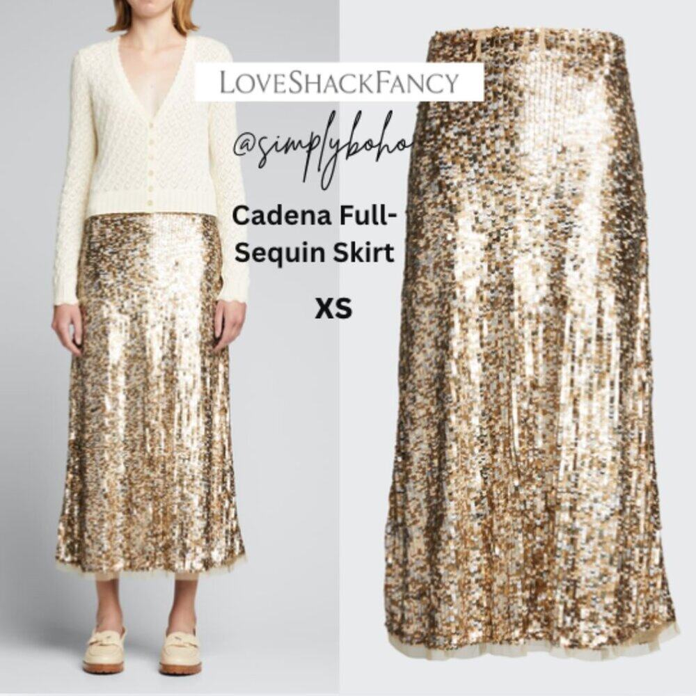 LoveShackFancy Cadena Full-Sequin Skirt - SIZE XS